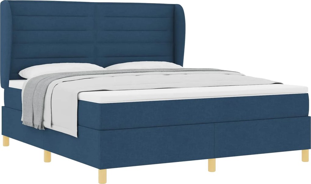 vidaXL Pat cu arcuri cu saltea albastru 200 x 180 cm țesătură