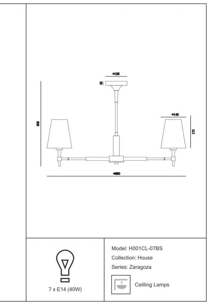 Candelabru stil clasic 88cm Zaragoza MYH001CL-07BS