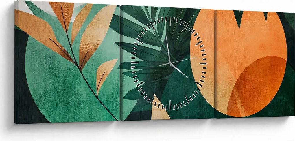 Tablou - Motive naturale geometrice (cu ceas) (90x30 cm)