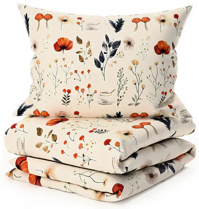 Set 2 buc lenjerie cocolino PAPAVA crem + cearsaf Cocolino microplus cu elastic SOFT 180x200 cm alb, pat dublu