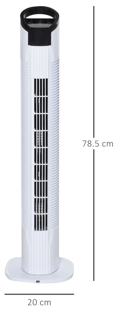 HOMCOM Ventilator tip Coloana Turn cu Telecomanda si Oscilatie, 3 Functii 3 Viteze, Timer 7.5 Ore, Ф20x78.5cm | Aosom Romania