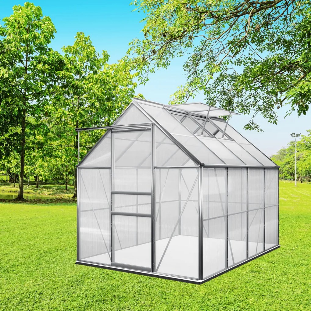 Sera de grădină din policarbonat cu bază M4, 250x190x195cm, transparent Gardebruk