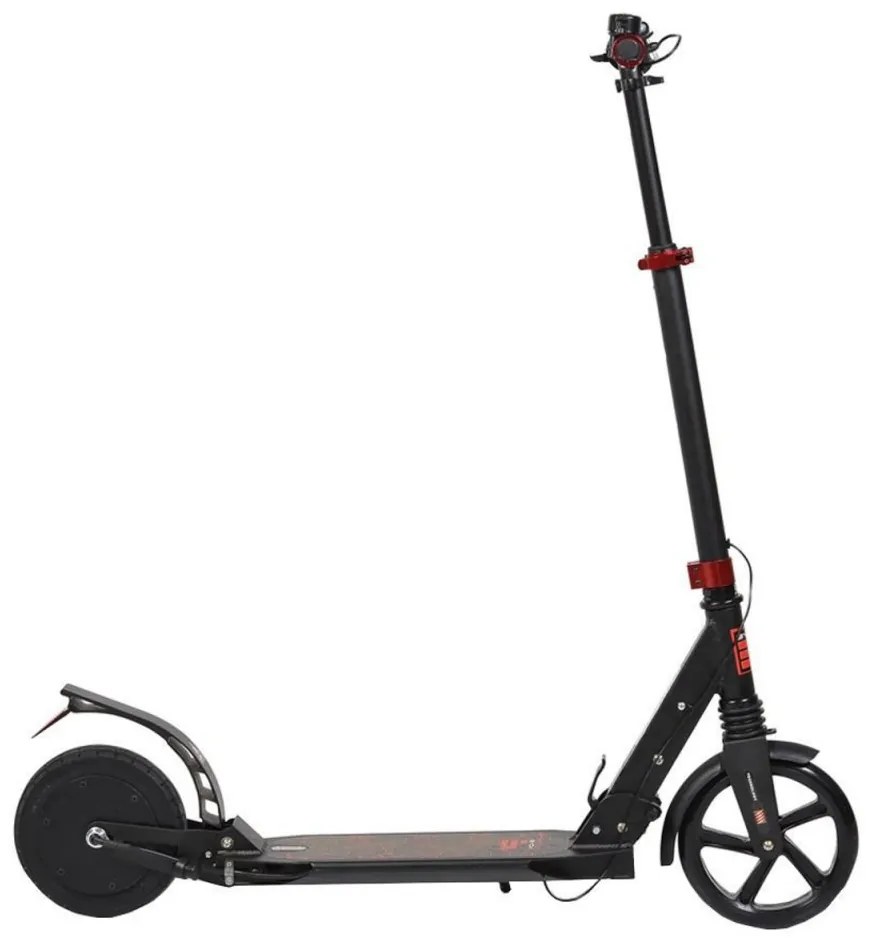 Trotineta electrica din aliaj metalic BYOX™ E3, roti 8", pliabila, suspensie, viteza maxima 15 km/h, maxim 100 kg , motor 150W, Rosu si Negru