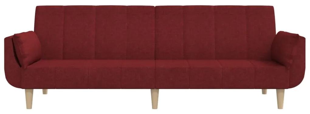 Canapea extensibila cu 2 locuri, 2 perne, rosu vin, textil Bordo, Fara scaunel pentru picioare Fara scaunel pentru picioare