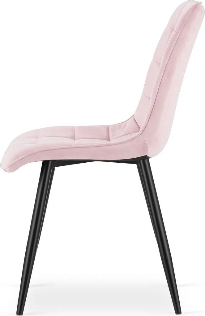 Scaun de masa SPLIT VELVET cu picioare negre, roz deschis