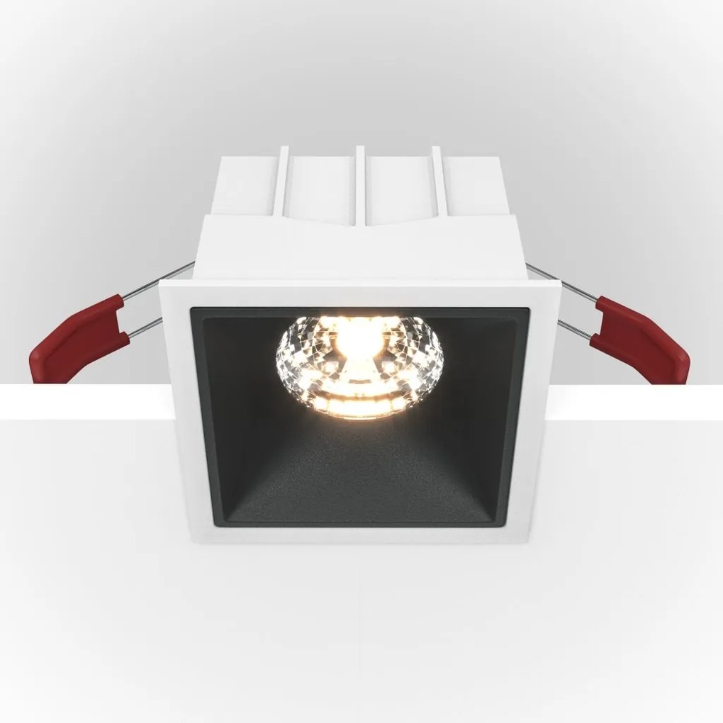 Spot LED incastrabil design tehnic Alpha alb, negru 8,5x8,5cm, 4000K