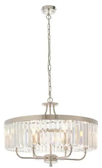 Endon 90263 - Candelabru Chesterfield pe lanț, 6 x E14, 6 W, 230 V, diametru 55 cm, crom lucios