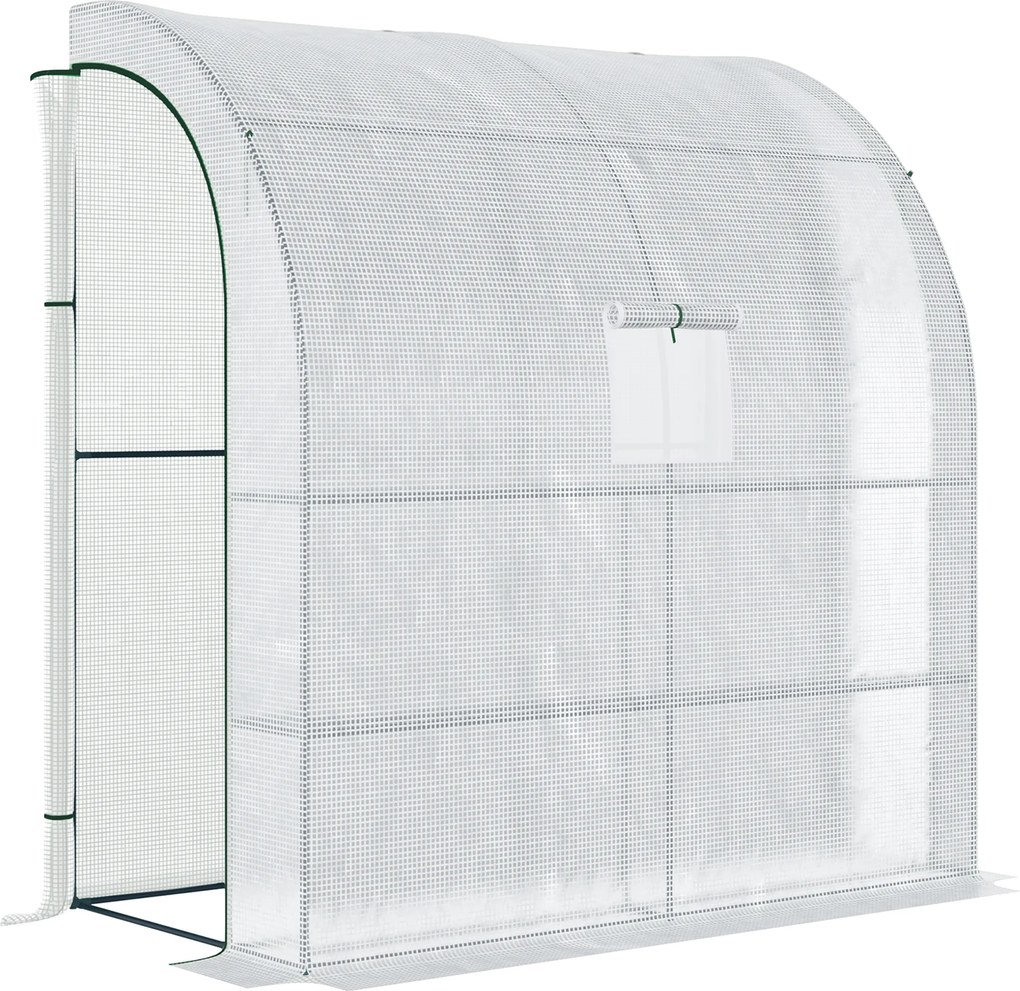 Outsunny 7' x 3' x 7' Outdoor Walk-In Greenhouse, Plant Nursery with Roll-up Windows, PE Cover, and 3 Wire Shelves, White | Aosom Romania