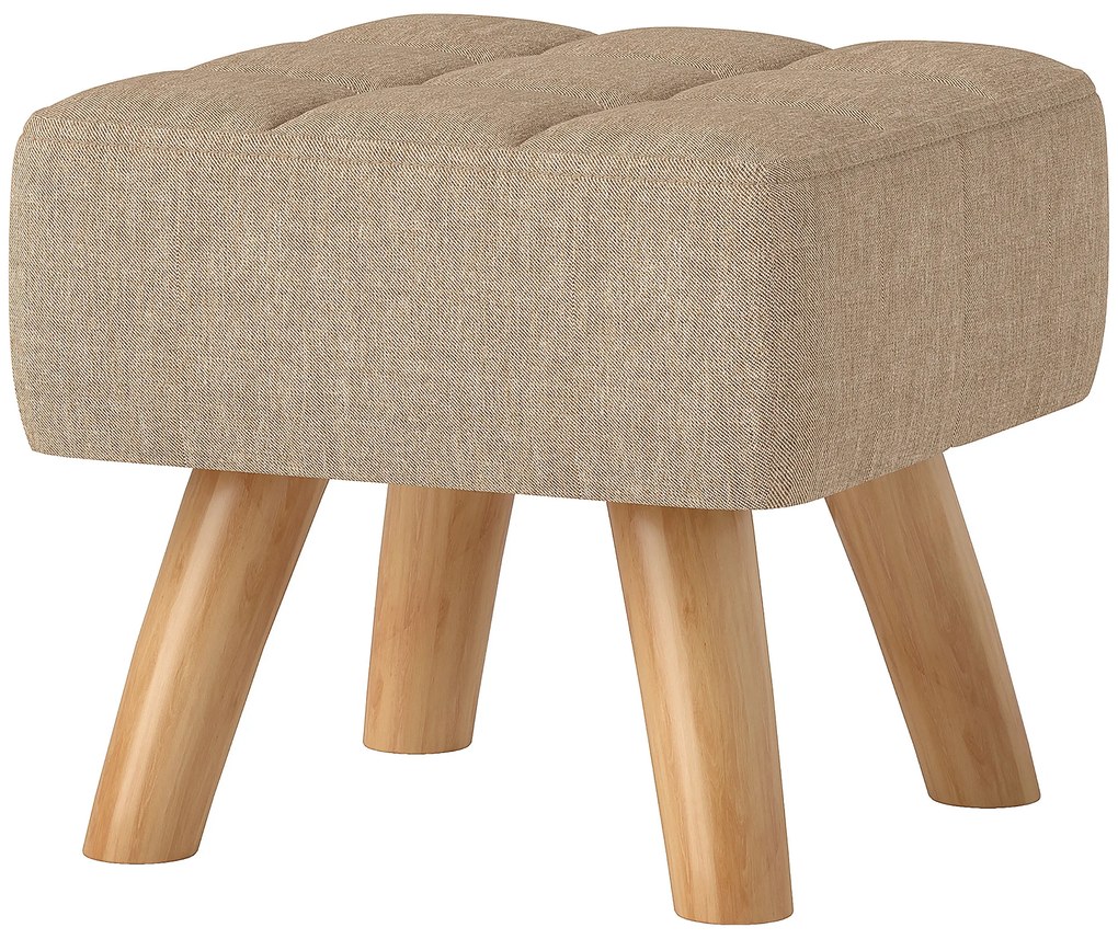 HOMCOM Repose pied salon ottoman scaun căptușit în material textil cu picioare din lemn 27 x 27 x 26 cm marron clair | Aosom Romania