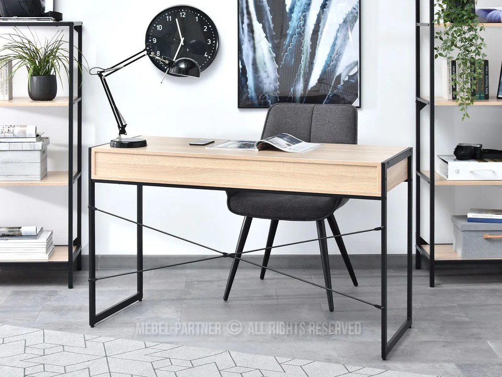Masă PC Nills (stejar + negru). Promo -8%. 1109797