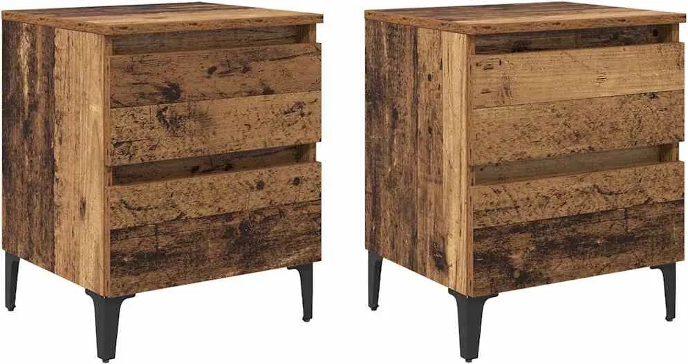 vidaXL Dulap de noapte 2 pcs Lemn vechi 40 x 35 x 50 cm Lemn compozit