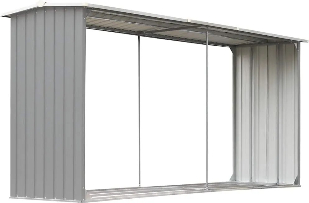 vidaXL Șopron depozitare lemne, oțel galvanizat, 330x92x153 cm, gri