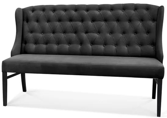 Bancuta tapitata Royal Chesterfield negru – H98 cm