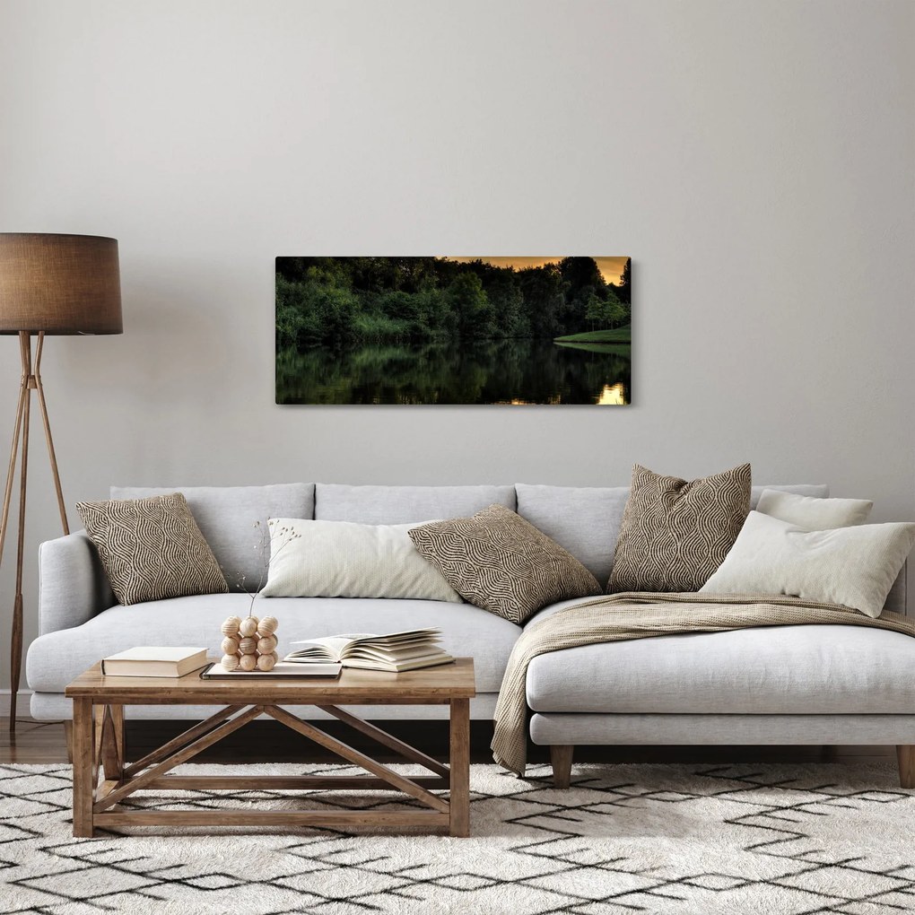 Tablou cu lac în pădure (120x50 cm)