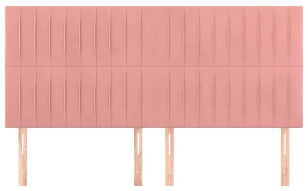 Tablii de pat, 4 buc, roz, 80x5x78 88 cm, catifea 4, Roz, 160 x 5 x 118 128 cm
