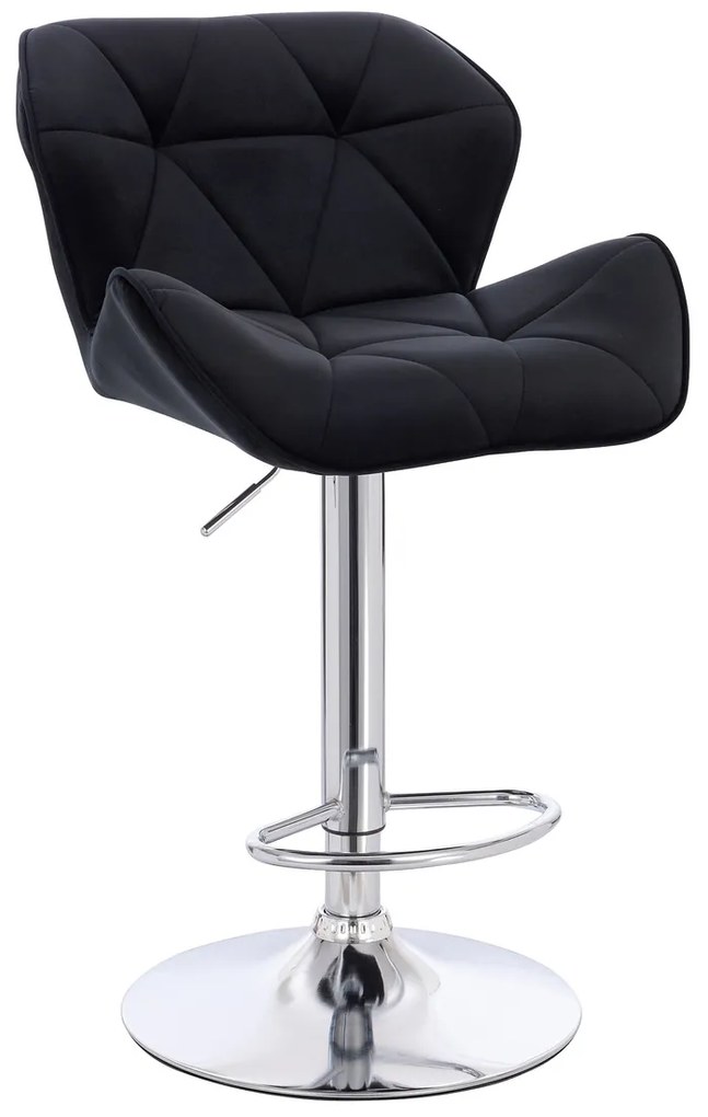 HR111W Scaun Neagră Velur Bază Cromata