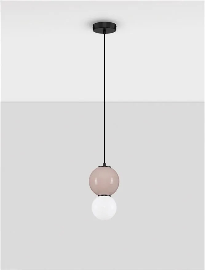 Pendul LED decorativ portelan mocha, sticla alb, NOESIS
