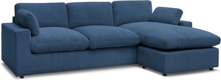 Colțar albastru cu tapițerie din catifea reiată Belair – Bobochic Paris