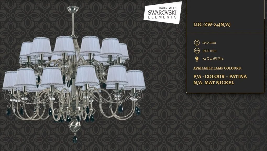 Candelabru 24 brate design clasic realizata manual, Cristal Swarovski Luca