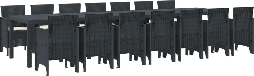vidaXL Set de masă de grădină cu perne cu pernă 15 pcs Antracit PP