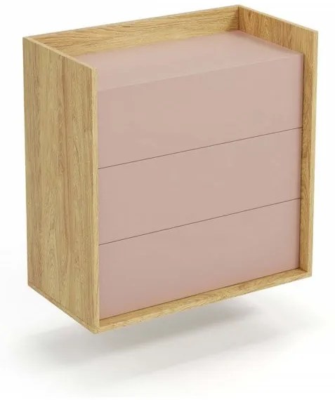 Comoda modulară Mobius S3 natur/roz - H83