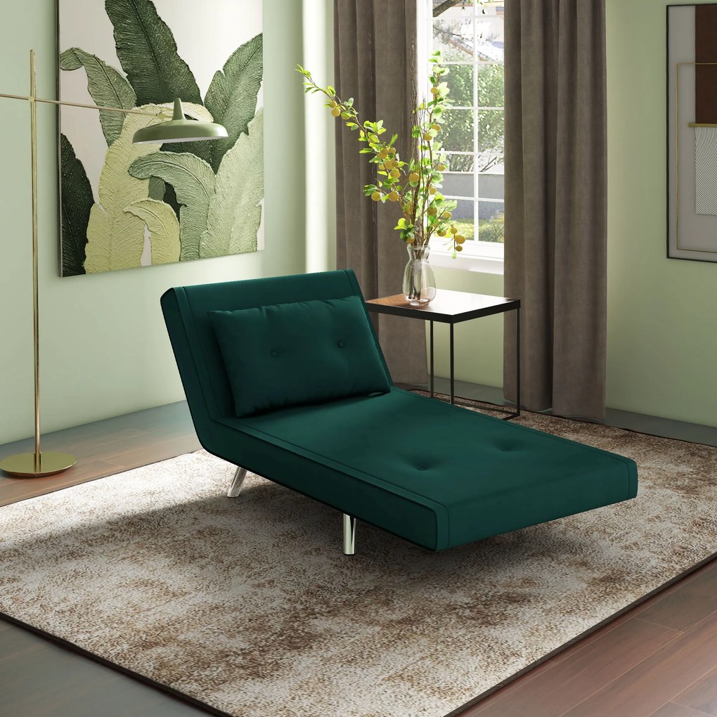 HOMCOM Fotoliu recliner cu funcție de pat, butoane decorative, aspect de pânză, 77 cm x 88 cm x 83 cm, Verde | Aosom Romania