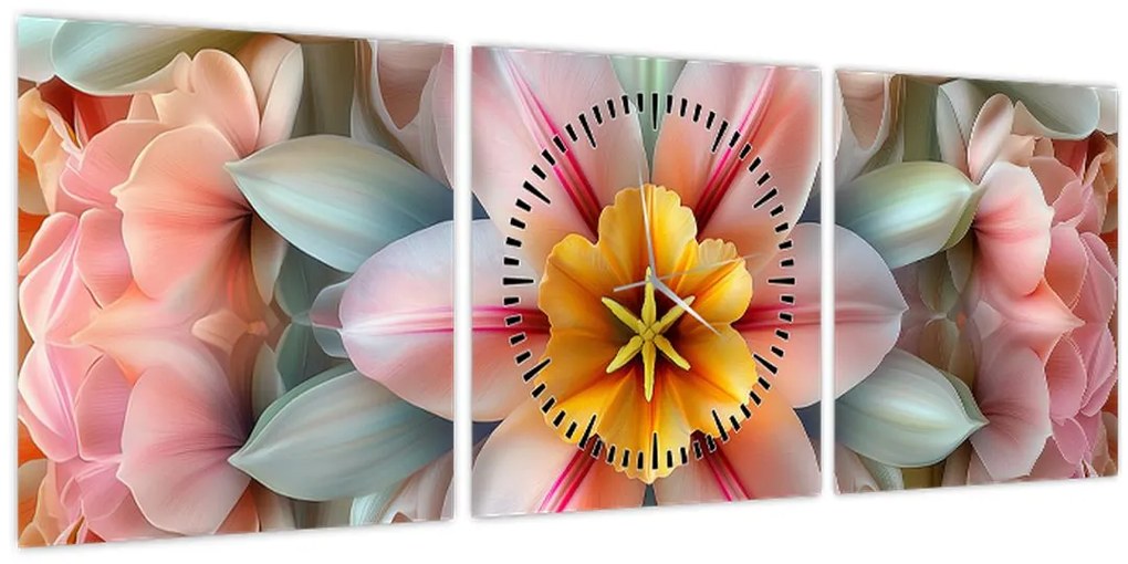 Tablou - Floare caleidoscopică (cu ceas) (90x30 cm)