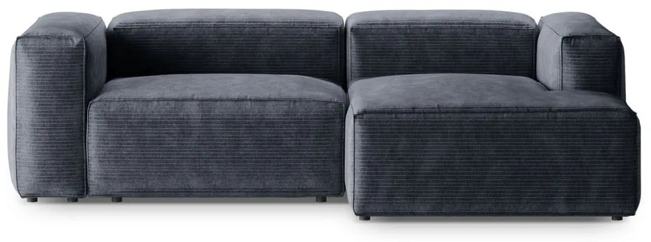 Colțar albastru prăfuit cu tapițerie din catifea reiată (cu colț pe partea dreaptă/cu șezlong) Bergamo – Cosmopolitan Design