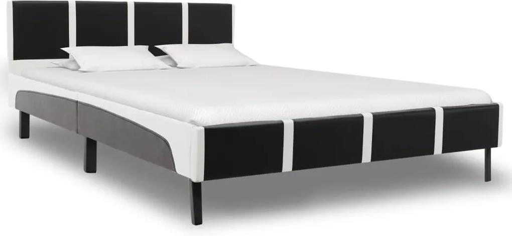 Cadru de pat, negru si alb, 120 x 200 cm, piele artificiala