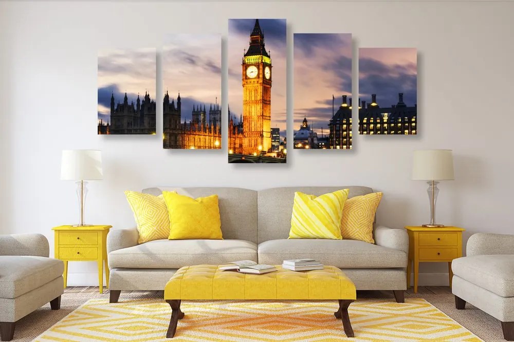 Tablou 5-piese Big Ben noaptea în Londra