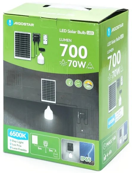 Lustră LED solară Aigostar LED/70W/12V 6000 mAh 6500K d. 12 cm