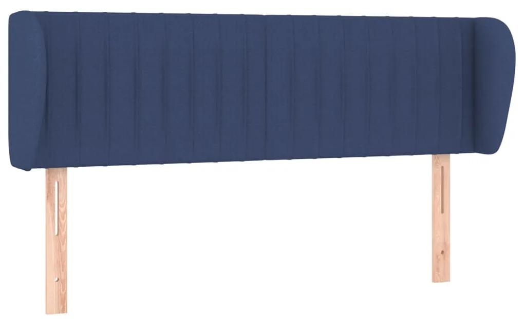 3117386 vidaXL Tăblie de pat cu aripioare, albastru, 147x23x78/88 cm textil