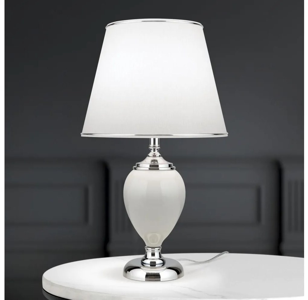 Lampă de masă Orion LA 4-1229 OVUM 1xE27/40W/230V 48 cm ceramică alb/crom