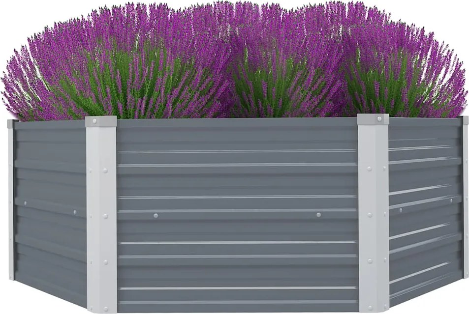 vidaXL Pat înalt cu straturi, 129x129x45 cm, oțel galvanizat, gri