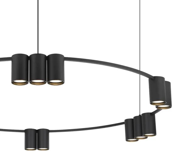 Lustră pe cablu GENESIS 15xGU10/8W/230V negru