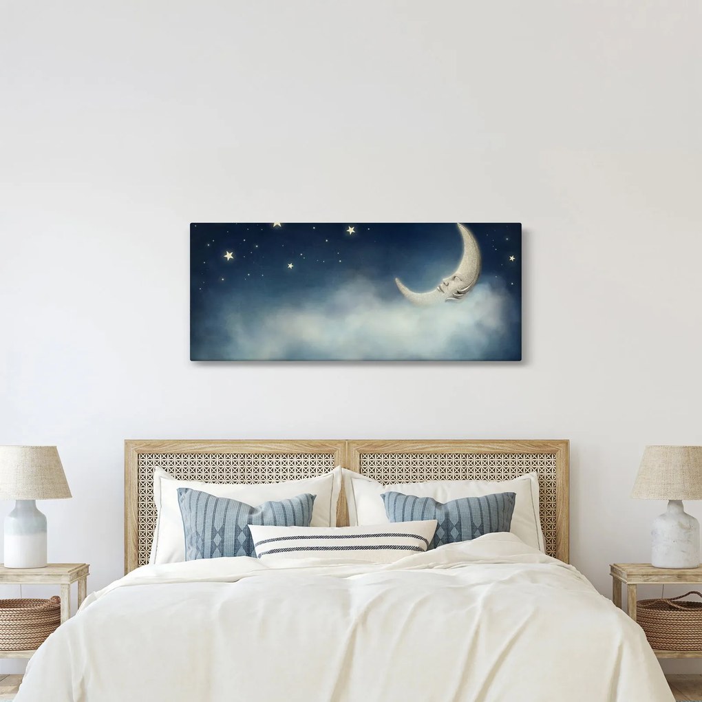 Tablou - Luna cu stele (120x50 cm)