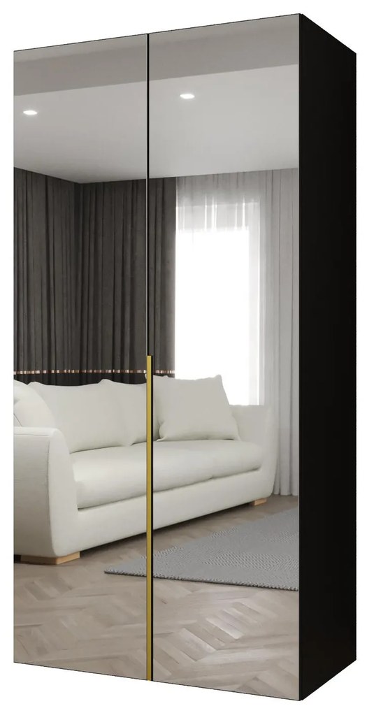 Dulap de haine 100 cm Alice 3 (Negru + Auriu). 1126208