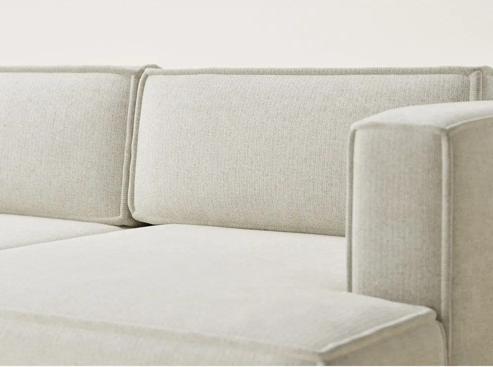 Colțar crem extensibil/cu spațiu de depozitare cu tapițerie din chenille (cu colț pe partea dreaptă/cu șezlong) Velto – Maison de Rêve