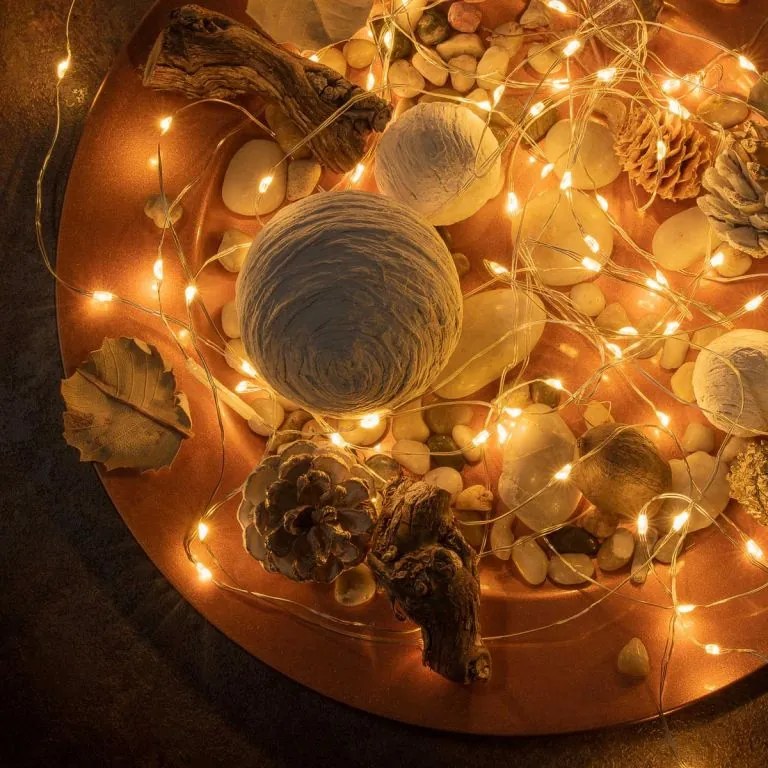 Lanț luminos cu temporizator - 200 LED, alb cald