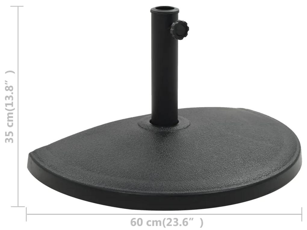 Suport umbrela de soare, negru, 15 kg, polirasina, semi-rotund Semirotund, 15 kg
