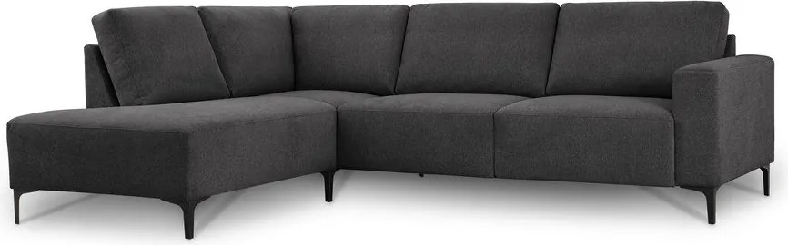 Colțar gri antracit cu tapițerie din chenille (cu colț pe partea stângă/în formă de ”L”) Fabian – Scandic