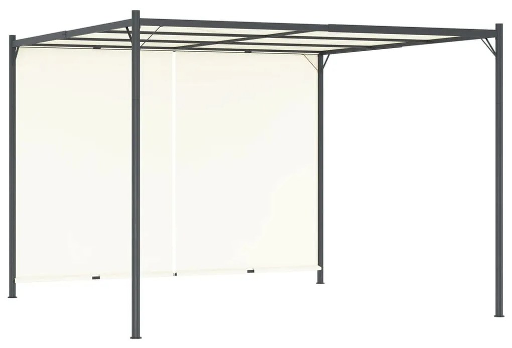 Pergola cu acoperis rabatabil, alb crem, 3 x 3 m, otel