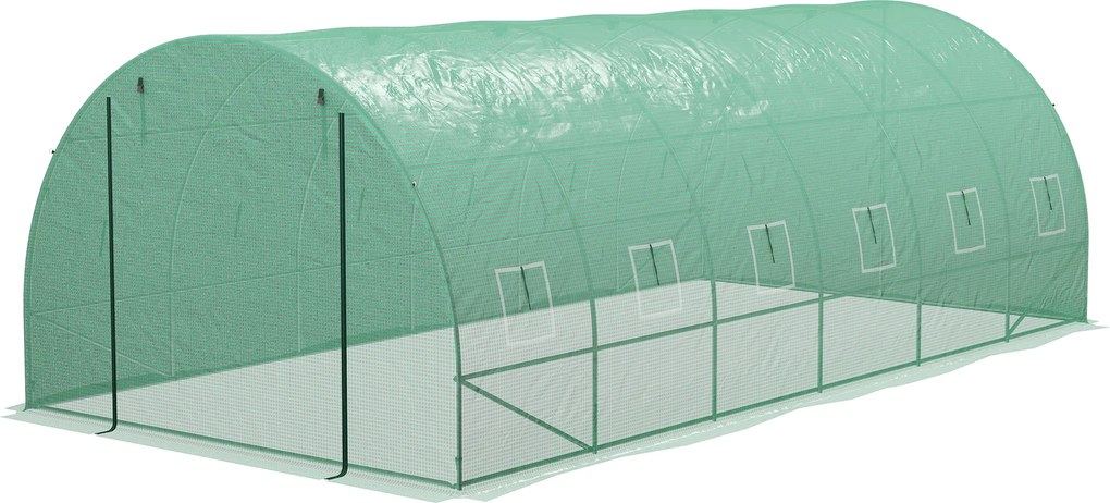 Outsunny Invernator de Tunel 6x3x2 m cu Sistem de Irigații Integrat 12 Ferestre cu Plasă și 1 Ușă Rulabilă Verde | Aosom Romania
