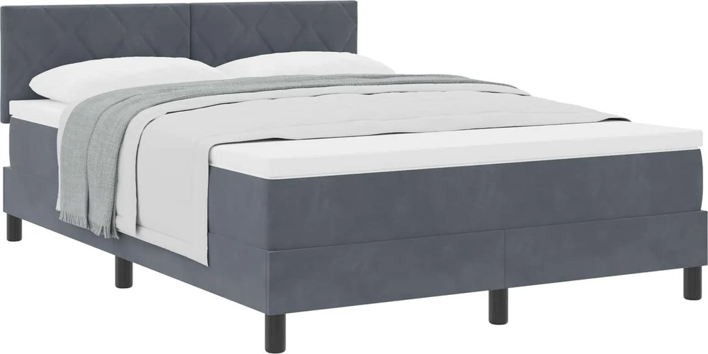 vidaXL Pat cu arcuri cu saltea Gri închis 140 x 200 cm Catifea