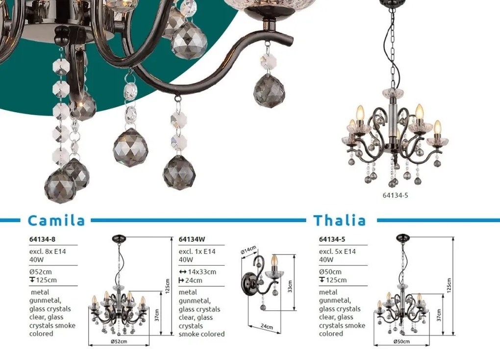 Candelabru stil clasic cu 8 brate CAMILA