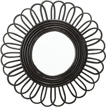 Oglinda rotunda din ratan negru 48 cm Cane Bloomingville