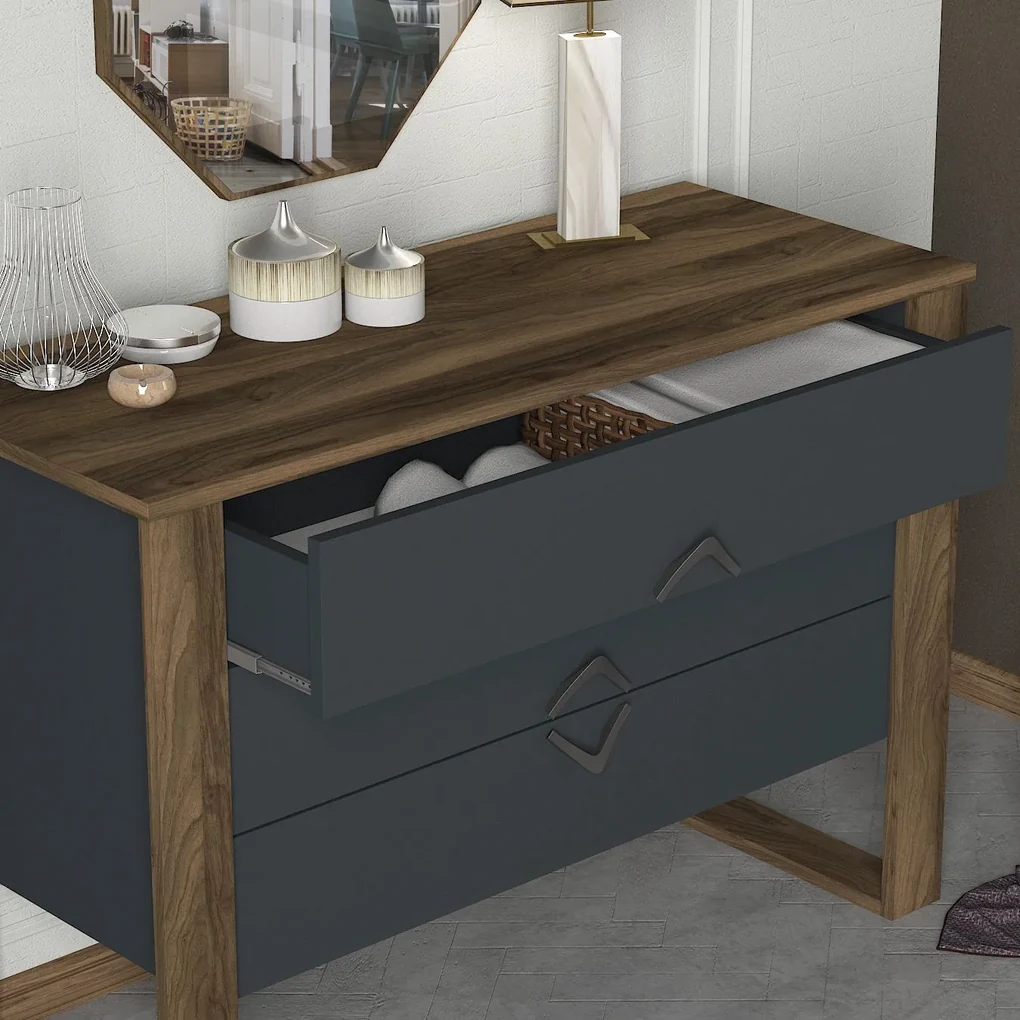 Cabinet Bumerang Aynali - Walnut, Anthracite