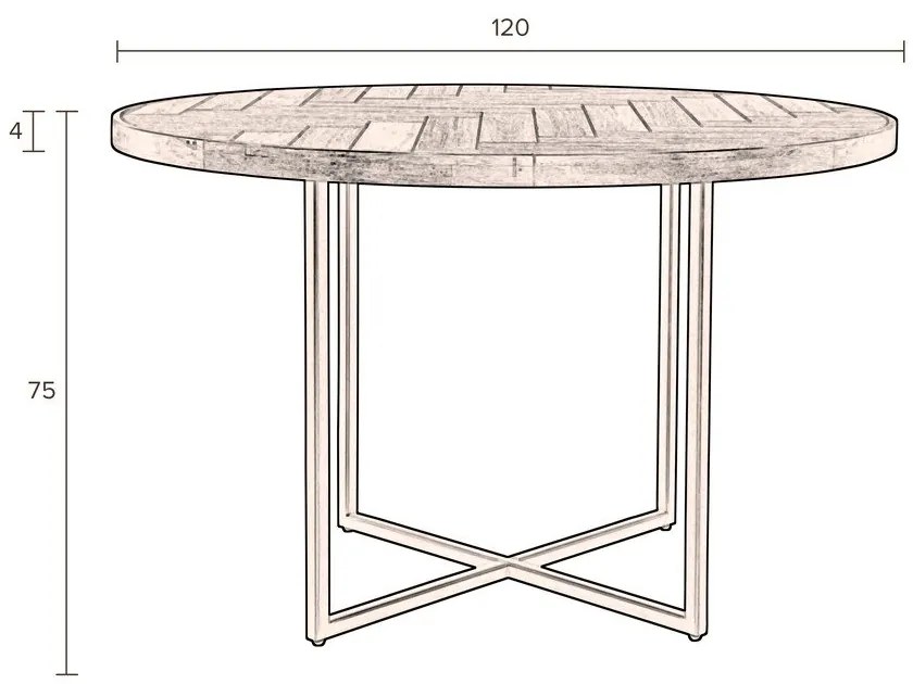 Masă de dining rotundă cu blat cu aspect de lemn de stejar ø 120 cm Class – Dutchbone