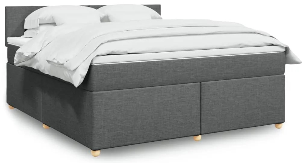 vidaXL Pat box spring cu saltea, gri închis, 180x200 cm, textil