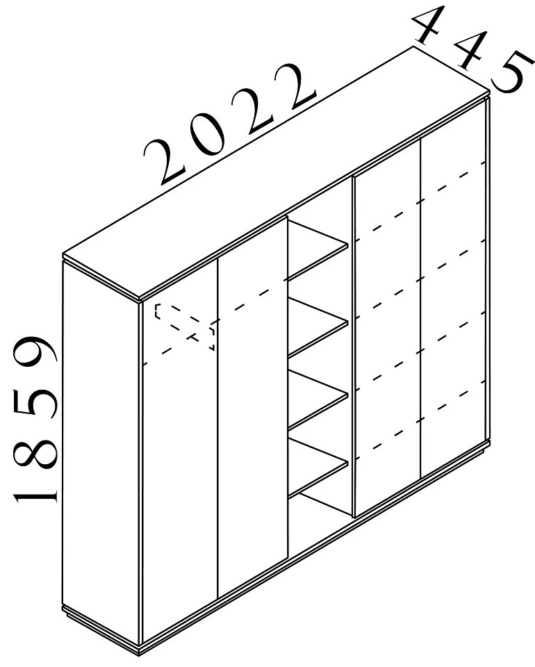 Dulap înalt Creator 202,2 x 44,5 x 185,9 cm, alb / wenge